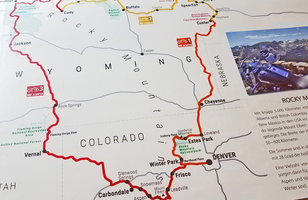 Motorrad-Freizeit Rocky Mountains Karte