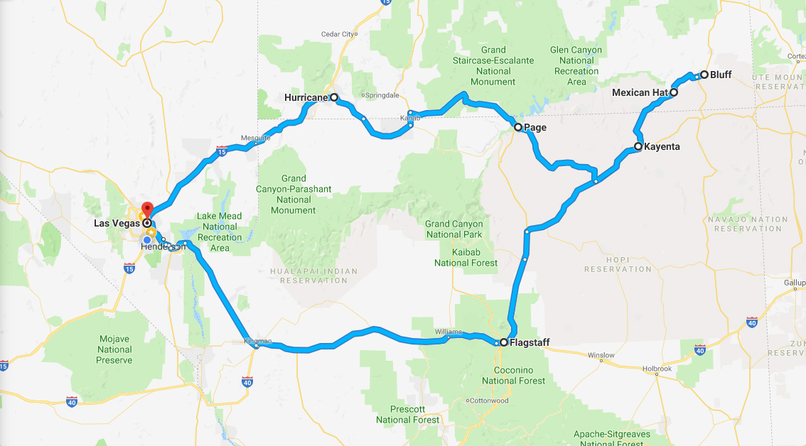 Biker und Bartender: Monument Valley - Tourmap